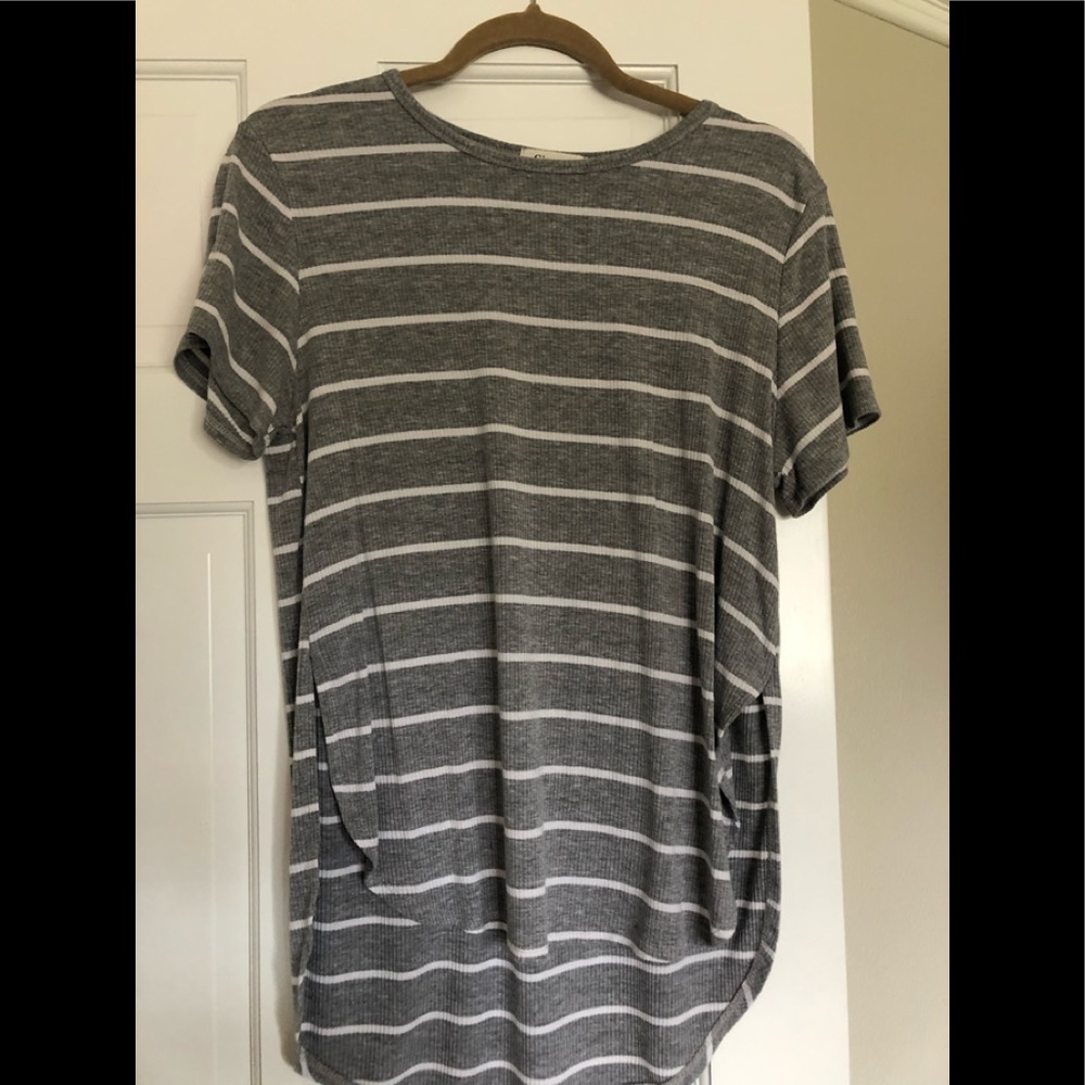 Ginger G short Sleeve ribbed striped tshirt